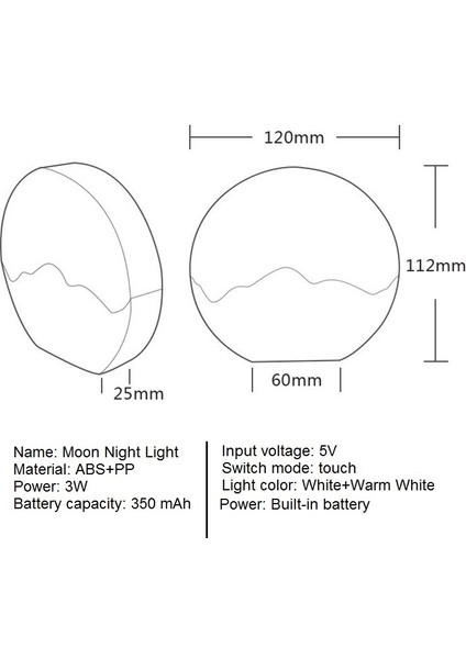 LED Karartma Gece Işığı Ay Lambası Çocuklar Için Yaratıcı Başucu Işık Bebek Çocuk Yatak Odası Dekorasyon Doğum Günü Hediyesi | LED Gece Işıkları (Yurt Dışından)