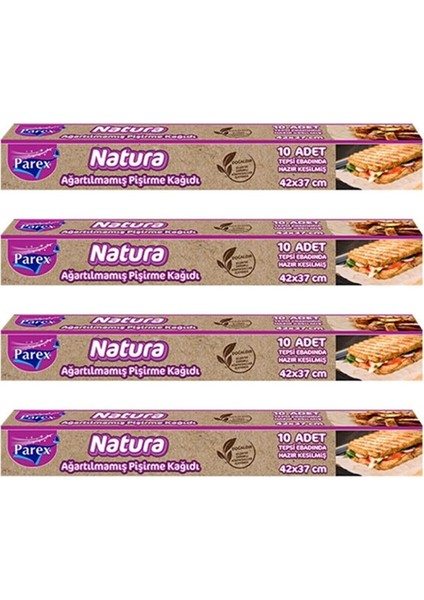 Natura 4 Adet Ağartılmamış Organik Hazır Kesilmiş Pişirme Kağıdı 10'lu