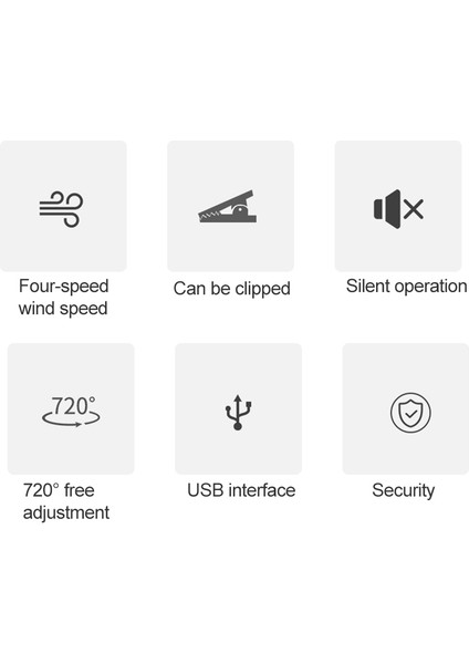 D603 4W USB Şarj Taşınabilir Masaüstü Fan Klip Fanı, 4 Hız Kontrolü (Safir Mavisi) ( Dışından)