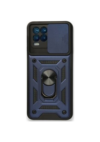Realme 8 Pro Kılıf Silikon Yüzüklü Standlı Kamera Korumalı + 5d Tam Ekran Cam