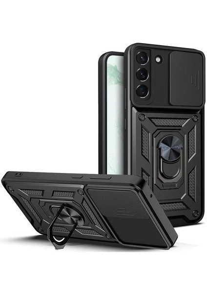 Xiaomi Poco X3 Pro Kılıf Silikon Yüzüklü Standlı Kamera Korumalı