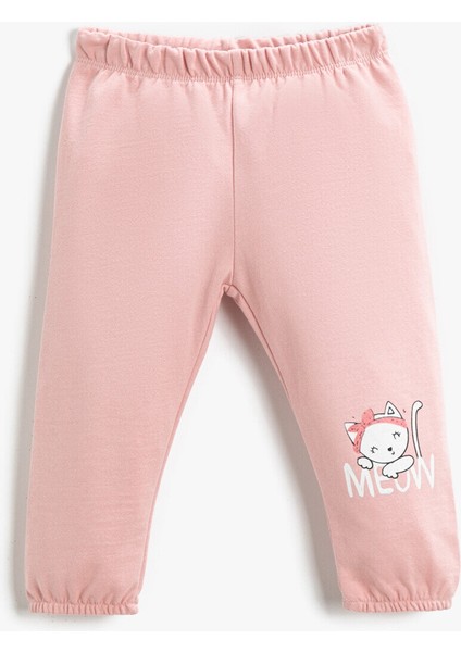 Koton Jogger Eşofman Altı Baskılı Beli Lastikli Pamuklu