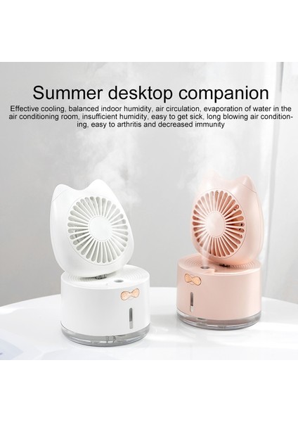 Bd-Mm1 Kedi Şekli Masaüstü Şarj Edilebilir Sprey Nemlendirici Fan (Pembe) ( Dışından)