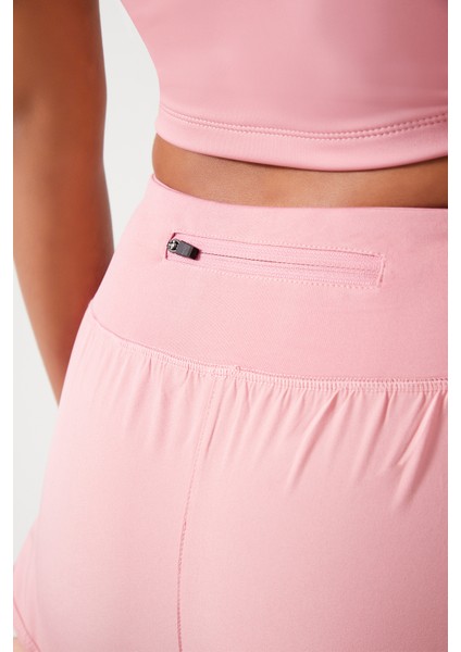 Kadın Pembe 2 Katmanlı Spor Şort - Şortlu Tayt 2in1 fırsatları