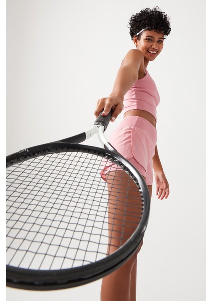 Kadın Pembe 2 Katmanlı Spor Şort - Şortlu Tayt 2in1 indirimleri