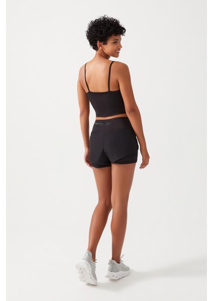 Kadın Siyah 2 Katmanlı Spor Şort - Şortlu Tayt 2in1 fiyatları