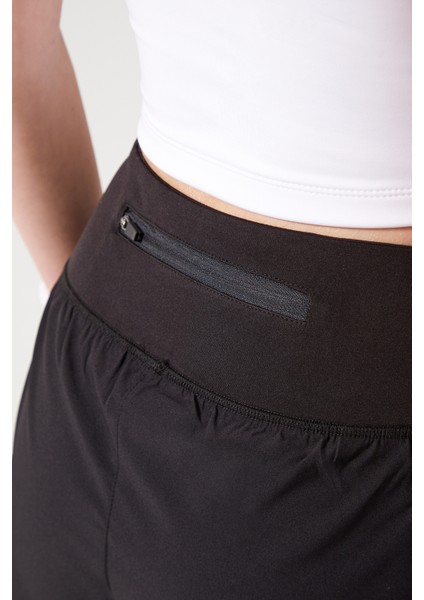 Kadın Siyah 2 Katmanlı Spor Şort - Şortlu Tayt 2in1 indirimleri