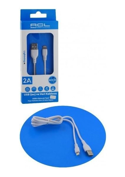 Acl Ack-03 1 mt 2A Şarj ve Data Kablosu Iphone