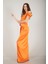 Oranj Drape Detaylı Saten Kumaş Abiye Elbise 9704858.24 2