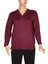 Cimariva Kadın Neval Büyük Beden V Yaka Taşlı Bordo Bluz 1