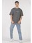 Unisex (Erkek -Kadın) Oversize ( Bol-Salaş ) T-Shirt Renk Antrasit Never Give Up 3