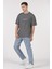 Unisex (Erkek -Kadın) Oversize ( Bol-Salaş ) T-Shirt Renk Antrasit Never Give Up 4