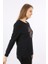 Lacivert Uzun Kollu Baskılı Kadın Sweatshirt 1