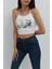 Çapraz Askılı Desenli Crop Bluz Beyaz 2