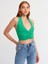 20154 Büzgü Detaylı Crop Top-Yeşil 1