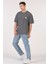 Unisex (Erkek -Kadın) Oversize ( Bol-Salaş ) T-Shirt Renk Antrasit Sevimli Kuru Kafa 3