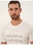 Erkek Ekru Slim Fit Bisiklet Yaka Tişört 50249350-VR019 2
