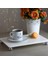 Mermer Beyaz 30 x 20 cm Gümüş Boncuk Ayaklı Sunum Tabağı 3