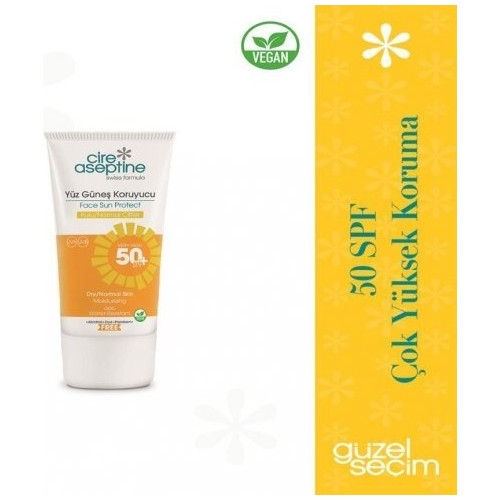 Cire Aseptine Yüz Güneş Koruyucu Kuru ve Normal Ciltler 50 Spf 50 ml