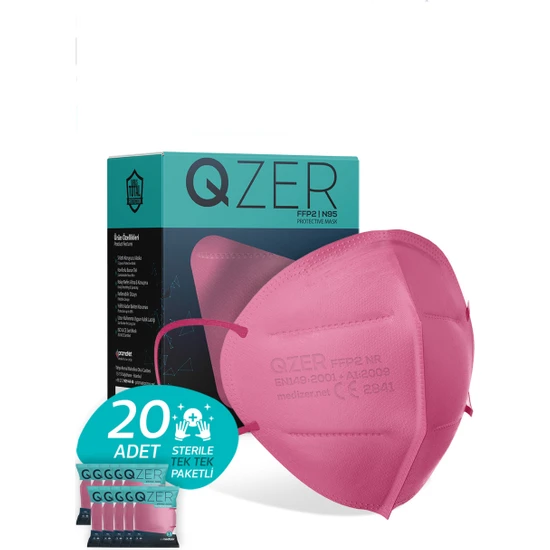 Medizer Qzer Pembe Renk 5 Katmanlı Ffp2 N95 Maske
