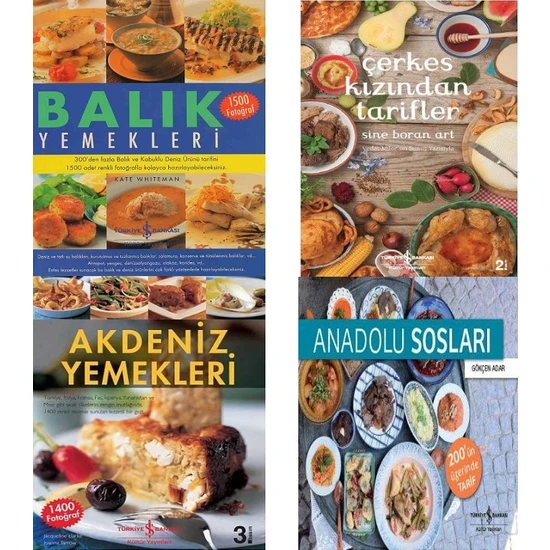 Akdeniz Yemekleri - Balık Yemekleri - Anadolu Sosları - Çerkes Kızından Tarifler / Ciltli - 4 Kitap Takım