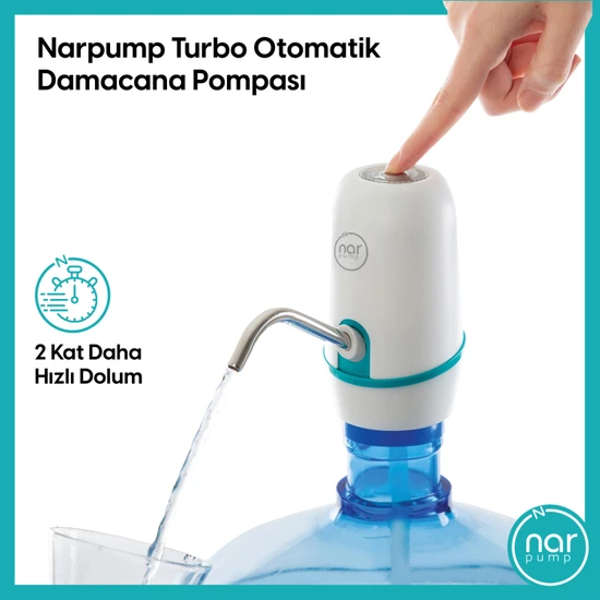 Narpump Çift Motorlu Şarjlı Otomatik Damacana Su Pompası 3.5 lt/dk. debili