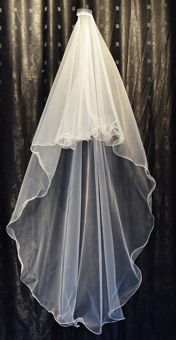 Paris in Paris Gelin Duvağı 2 Katlı Uzun Katı 170 cm Kısa Katı 60 cm Gelinlik ve Nikah Duvağı Kırık Beyaz Taraklı görsel 2