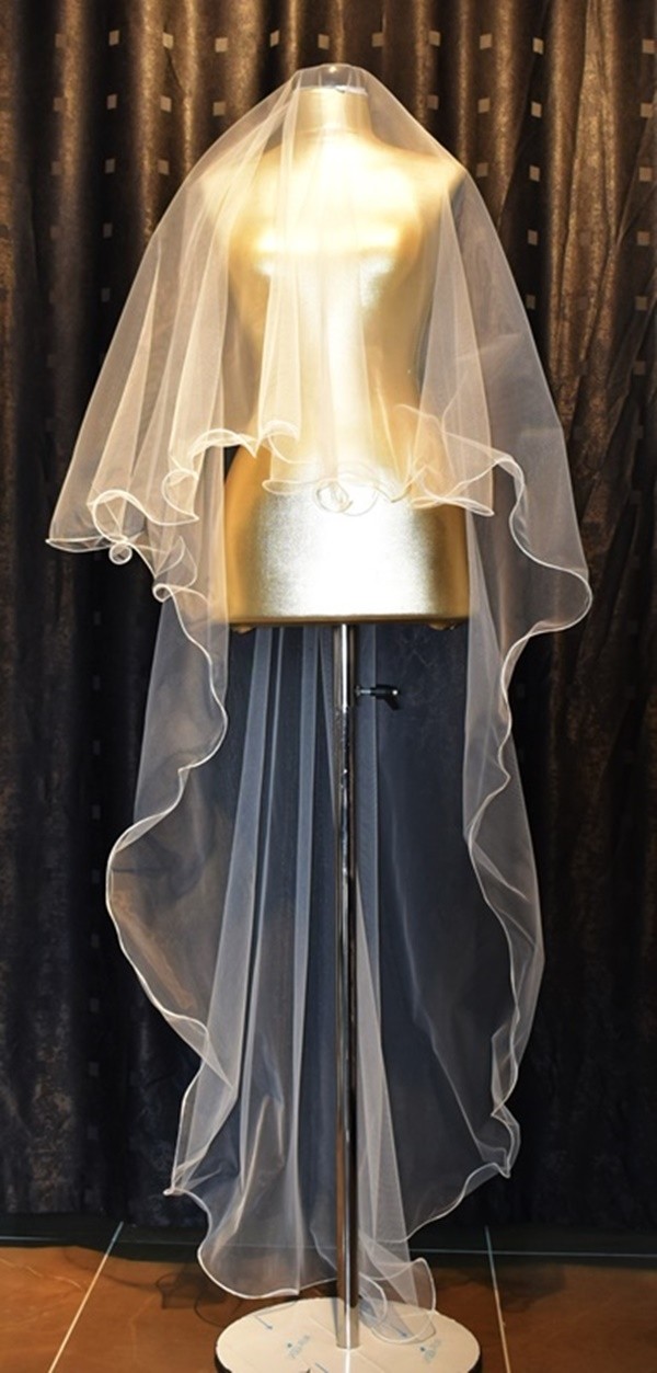 Paris in Paris Gelin Duvağı 2 Katlı Uzun Katı 170 cm Kısa Katı 60 cm Gelinlik ve Nikah Duvağı Kırık Beyaz Taraklı