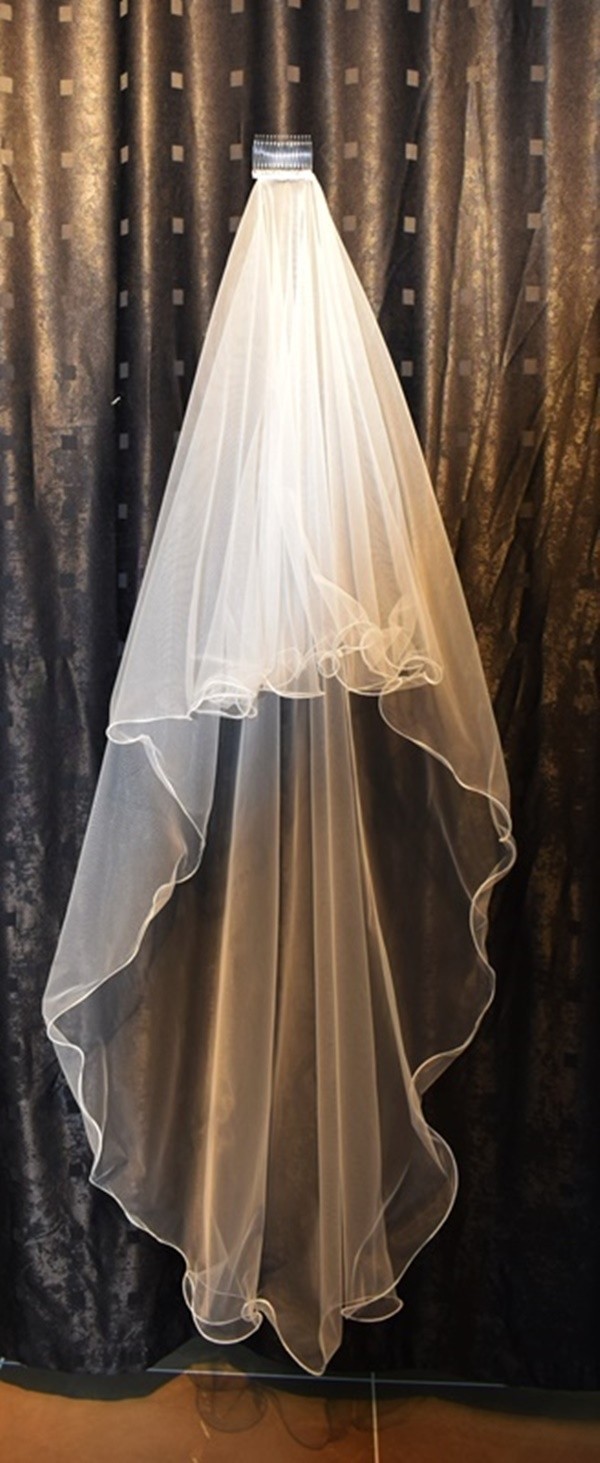 Paris in Paris Gelin Duvağı 2 Katlı Uzun Katı 170 cm Kısa Katı 60 cm Gelinlik ve Nikah Duvağı Kırık Beyaz Taraklı görsel 3