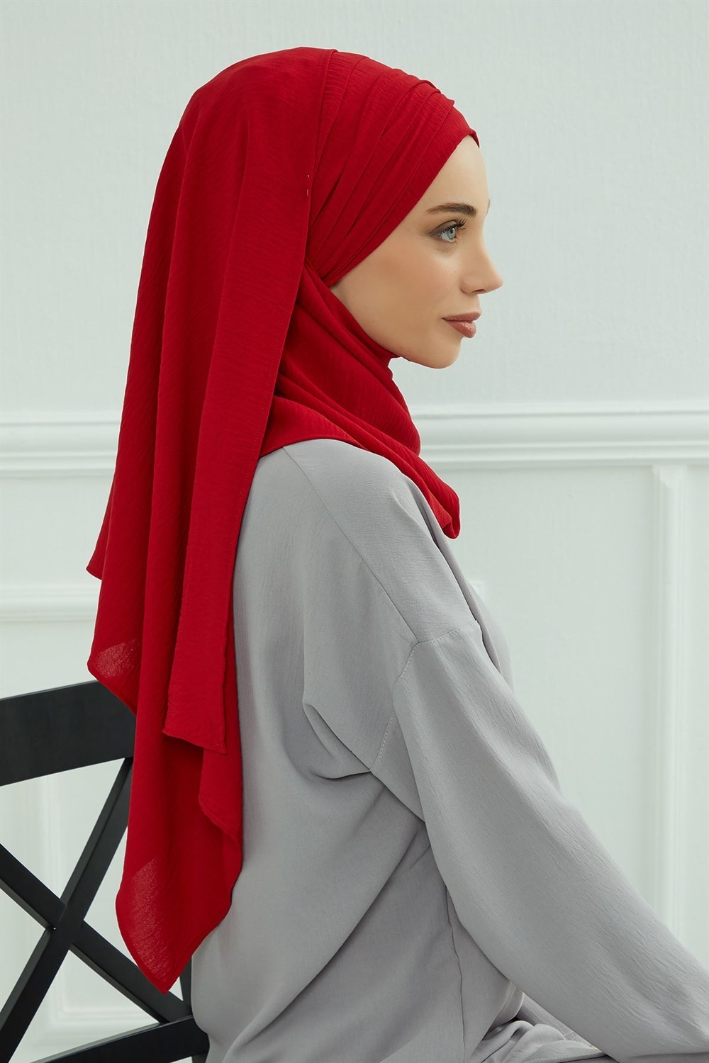 Aisha's Design Aksesuar Detaylı Pratik Şal,Kırmızı,CPS-94 görsel 4