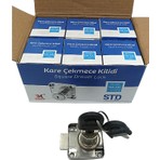 Std Çekmece Kilidi Kare Krom Kaplama 1 Paket 12 Adet