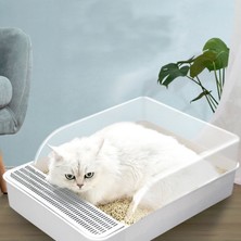 ZHKJ Shop Kedi Çöp Kutusu Yarı Kaplamalı Kare Dışkı Havzası Pet Tuvalet, BoyutBüyük Pembe (Yurt Dışından)
