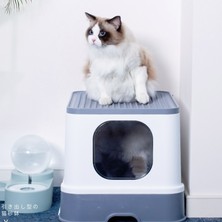 ZHKJ Shop Üst Çekmece Tamamen Kapalı Kedi Çöp Kutusu Pet Malzemeleri (Mavi) (Yurt Dışından)