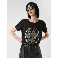 Koton Baskılı Tişört Bisiklet Yaka Kısa Kollu