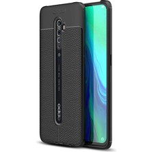 Smody Oppo Reno2 Z Kılıf Niss Deri Görünümlü Silikon + Nano Cam
