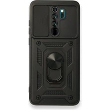 Smody Xiaomi Redmi Note 8 Pro Kılıf Yüzüklü Standlı Kamera Korumalı + Ekran Koruyucu Nano Cam