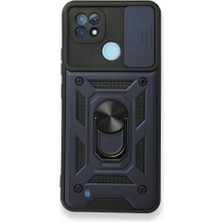 Smody Realme C21 Kılıf Silikon Yüzüklü Standlı Kamera Korumalı + Ekran Koruyucu Tam Ekran