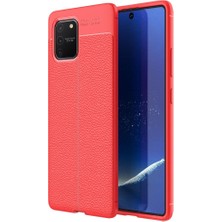 Smody Samsung Galaxy S10 Lite Kılıf Silikon Niss Deri Görünümlü + Tam Ekran Koruyucu Temperli Cam