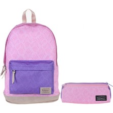 Kaukko Wichlight Mor-Pembe Çiçekli Okul ve Günlük Sırt Çanta Seti