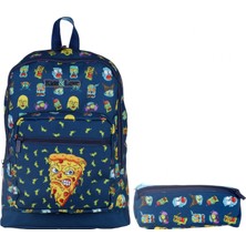 Kaukko Kids&love Lacivert Zombie Pizza Ilkokul Çanta ve Kalemlik Seti - Erkek Çocuk