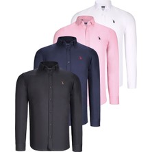 Dewberry Dörtlü Set G725 Dewberry Erkek Gömlek-Siyah-Beyaz-Lacivert-Pembe