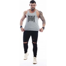 Ghedto Erkek Gri Beast Gym Fitness Tank Top Sporcu Atleti