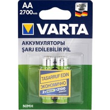 Varta 2700MAH Aa Şarjlı Kalem Pil (2 Adet Pil) 2700 Mah