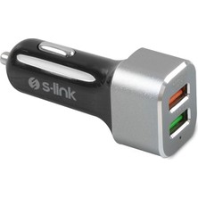 S-Link Swapp SW-QAC40M 2 USB Q3+2,4A 0 5V 5,4A Qualcomm 3.0 Metal Araç Şarj Cihazı