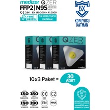 Medizer Qzer Beyaz 5 Katlı Ventilli Ffp2 Nr N95 Maske