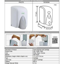 Vialli F5K Kartuşlu Köpük Sabun Dispenseri Beyaz 800ML