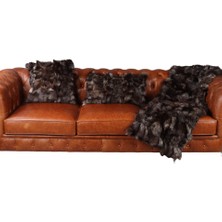 Dericibey Kahverengi Tilki Kafa Doğal Kürk Şal Takımı