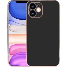 Case 4U Apple iPhone 11 Kılıf Kamera Korumalı Altın Renkli Kenar Viyana Arka Kapak Siyah