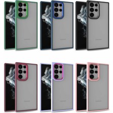 Case 4U Samsung Galaxy S22 Ultra Uyumlu Kılıf Kamera Çıkıntılı Arkası Kristal Şeffaf Hassas Tuşlu Renkli Kenarlı Flora Kapak Kırmızı