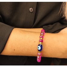 Oriental Pembe Kuvars Taşlı Kristal Bijuteri Bileklik